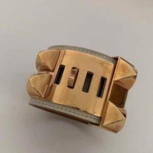 Hermes Collier de Chien Bangle Bracelet Medor Box Calf White Rose Gold S Size - Picture 1 of 6