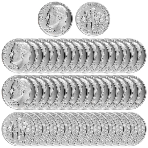 1989 S Roosevelt Dime Roll Gem Deep Cameo CN-Clad Proof 50 US Coins Cover