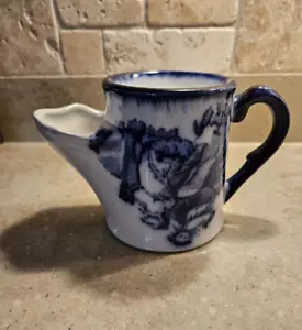 Antique Ironstone Staffordshire Flow Blue Scuttle Shaving Mug - Picture 1 of 8