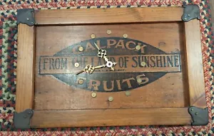 Vintage & Neat One of a Kind Repurposed Crate to Clock Calpack Fruits California - Picture 1 of 8
