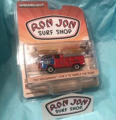 GREENLIGHT RON JON SURF SHOP VW 1968 T2 Pickup , Surf Shop Sticker!! Sold Out - Image 1 of 4
