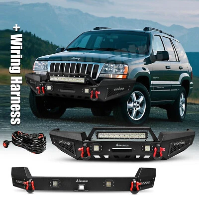 Steel Front Bumper Rear Bumper Fits 1999-2004 Jeep Grand Cherokee WJ - Image 1 of 4