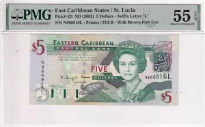 East Caribbean States, 5 Dollars, 2003, AUNC, p42L - Picture 1 of 2