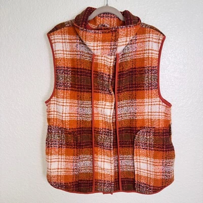 Free People Wrapped Up Blanket Vest Womens Medium Plaid Jacket Cozy Boho NEW M - Image 1 of 4