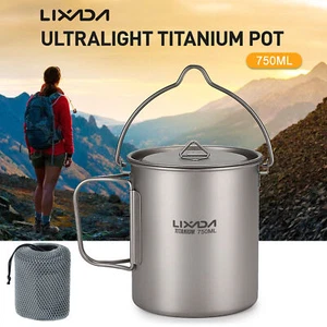 Lixada 750ml Titanium Pot Ultralight Water Mug Outdoor Camping Picnic Cup - Picture 1 of 12