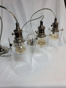 3 Individual Hanging Pendant Nickel Single Lights 4-1/4"W (3 For Price Of 1!!!!) - Picture 1 of 18