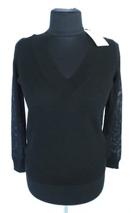 NEU ZARA Strick Schwarz Viskose Netz V-Ausschnitt Top Pullover Pulli Gr. M Neu mit Etikett - Bild 1 von 8