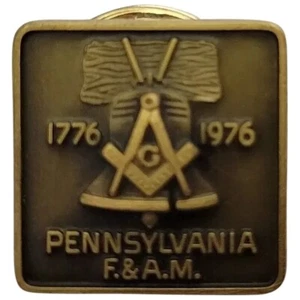 1776 1976 Bicentennial Masonic Pennsylvania F&AM Lapel Pin 1/2" Freemasonry - Picture 1 of 2