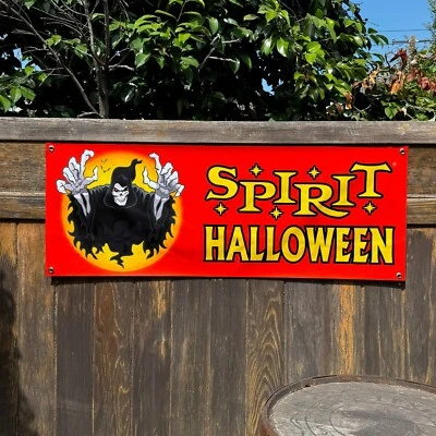 Letrero Spirit Halloween Banner Jack Reaper - 4 pies vinilo tienda exhibición pared exterior Foto 1 de 4