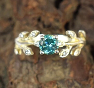 Certified Blue Diamond Solitaire 0.31 Ct Round Brilliant Cut Women Ring SEE VDO - Picture 1 of 7