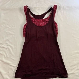 Lululemon All Sport Support Tank Bordeaux Drama Purple Houndstooth Size 2 Gym - Picture 1 of 9
