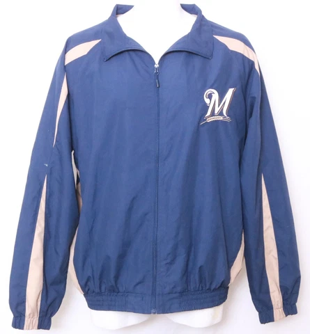 Majestic Brewers 135969 Blue Full Zip Lightweight Windbreaker Jacket Men's 2XT Cover