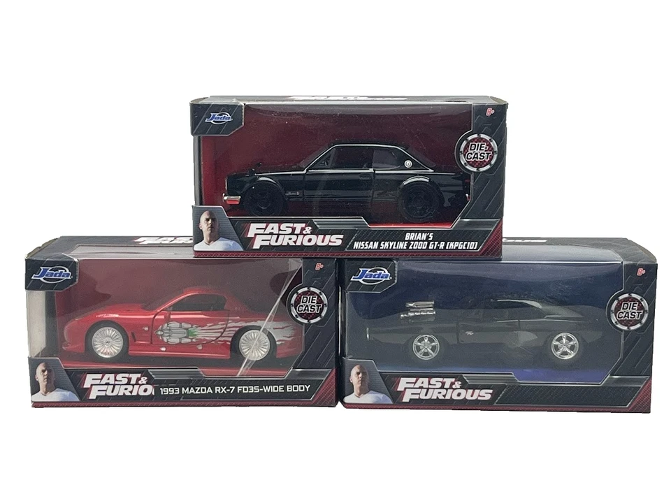 3x Fast & Furious Dodge Charger Nissan Skyline RX-7 1/32 Diecast Model Cars Jada - Image 1 of 4