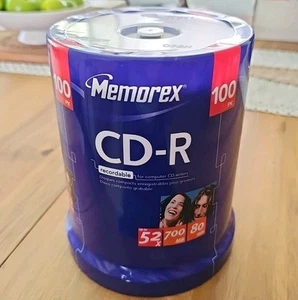 Memorex CD-R 52 x 700MB 80 Minute 100 Pack Sealed NEW Blank Discs Audio - Picture 1 of 7