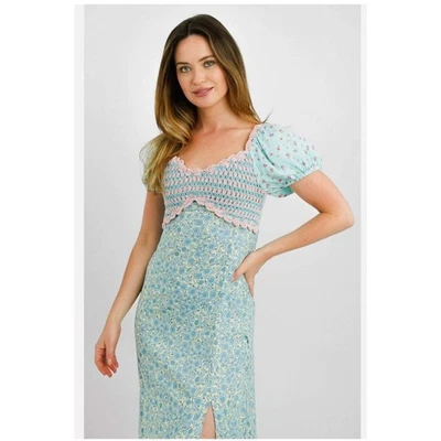 ASOS дизайн миниатюрный макси платье размер 00 цветочный Cottagecore крючком розовый синий - Изображение 1 из 4