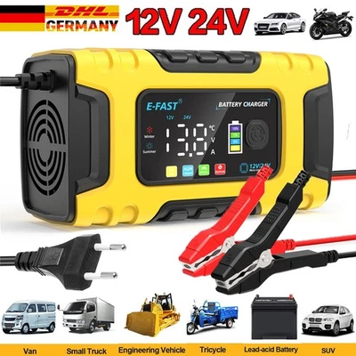 12V/24V 10A Intellige Auto Batterieladegerät LiFePO4 Vollautomatisches Reparatur - Bild 1 von 4