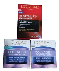 3  L'OREAL - 1 OVERNITE REVITALIFT & 2 COLLAGEN DAILY MOISTURIZER FILLER - Picture 1 of 3
