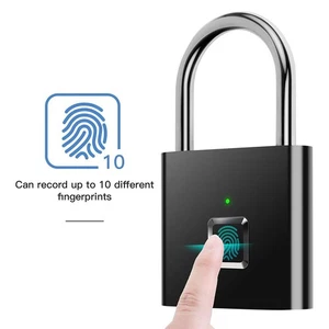 Smart Fingerprint Padlock Lock Keyless Padlock For Anti-Theft Security Black - Picture 1 of 19