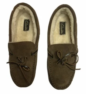 Mocasines sin cordones Clarks marrón de lona forrados de piel para hombre (talla: 8) 26134136 Foto 1 de 4