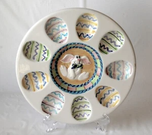 Easter Ceramic Deviled Egg Plate Ariela Collection Rabbit Bunny World Bazaar - Picture 1 of 4