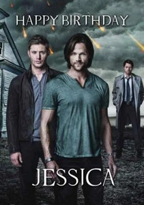PERSONALISIERTE GEBURTSTAGSKARTE JENSEN ACKLES MISHA COLLINS ÜBERNATÜRLICH - Bild 1 von 3