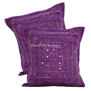 Copricuscino in cotone decorativo boho ricamato pizzo specchiato federa - Foto 1 di 6