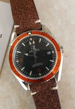 Alpha men's mechanical automatic divers watch. Orange Bezel 