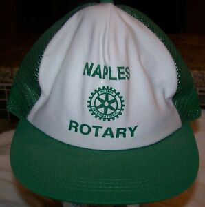c1980 NAPLES NY ROTARY INTERNATIONAL FLAT BRIM MESH BASEBALL BALL CAP HAT