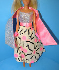Châle et gants robe vintage 1969 Barbie rare "Fab City" mod rose argent #1874 L@@K
