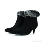Damen Faux Wildleder Stiefeletten Schuhe Med Slim Heels Winter Outwear Pelz