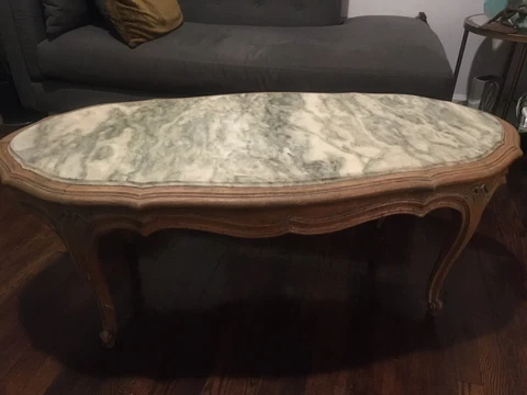 French Provincial Mid Century Marble Coffee Table Cover