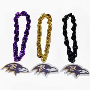 Baltimore Ravens 3D Fan Chain Big Logo Necklace PURPLE BLACK GOLD Fast Ship - Picture 1 of 13