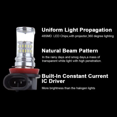 Proyector 2 piezas 60W H11 H8 Blanco48-3014 SMD LED Luz de conducción antiniebla Bombilla HID Foto 1 de 4