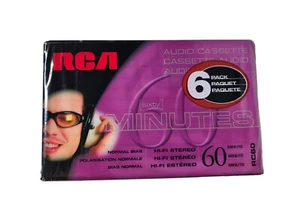 RCA AUDIO CASSETTE TAPES 6 PACK SEALED PACKAGE 60 MINUTES NORMAL BIAS BLANK - Picture 1 of 4