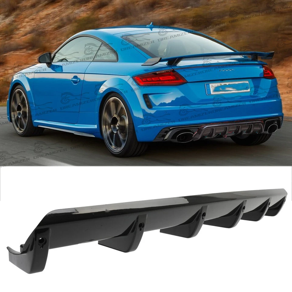Rear Lip Bumper Diffuser Shark Fin Spoiler Black For Audi TT /TT RS/TTS Quattro - Image 1 of 4