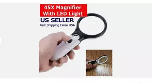 3 LED Light 45X Handheld Magnifier Reading Magnifying Glass Lens Jewelry Loupe - Picture 1 of 9