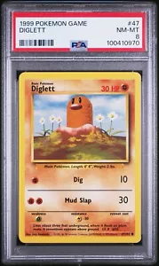 Diglett 47/102 Base Set Common Pokemon Card 1999 Unlimited PSA 8 NEAR MINT - Picture 1 of 2