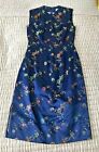 Blue Vintage Embroidered Satin Dress - Mrs Fred Woolley, Monego Bay, Jamaica