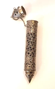 Schöner Vintage versilberter Messing Liebe Hochzeit Rollenhalter Brief - Bild 1 von 6