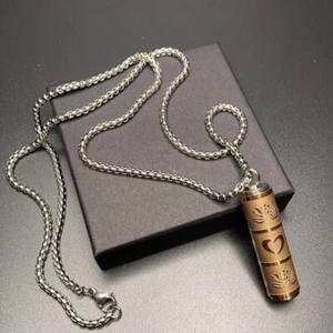 Rose Gold Cylinder Keepsake Urn For Ashes Cremation Memorial Necklace - Picture 1 of 5