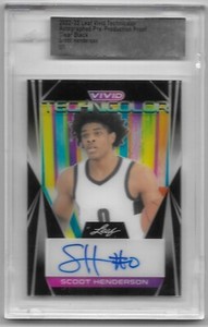 2023 Leaf Vivid Technicolor SCOOT HENDERSON Autograph 1/1 Encased Proof - Black