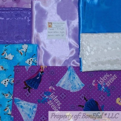 BonEful Fabric COTTON QUILT LOT Scrap BOX Girl Disney Anna Elsa FROZEN Olaf SALE - Image 1 of 4
