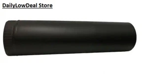6 Inch Black Stove Pipe Snap-Lock Design Single Wall Steel 24-Gauge Adjustable - Picture 1 of 15