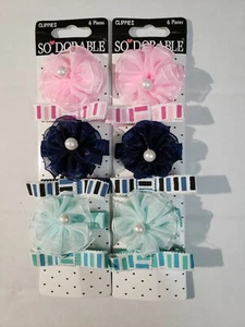 So❤Dorable Baby Girl Hair Bow Clippies w/fully-lined ribbon alligator clips 12pc - Picture 1 of 2