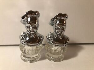 Chef Salt And Pepper Shakers Heavy Stainless and Glass New