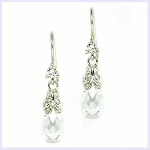 Pendientes de cristal elemento Swarovski de plata esterlina transparente para mariposa briolette - Imagen 1 de 3