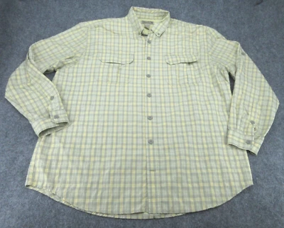 Camisa masculina Duluth 2XLT amarela xadrez ventilada aba rolo manga longa botão 2XL altura - Imagem 1 de 4