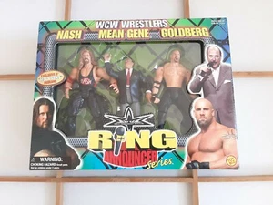 WCW WWE Ring Announcer Series Nash Mean Gene Goldberg Figure Set Toy Biz 1999 - Picture 1 of 10