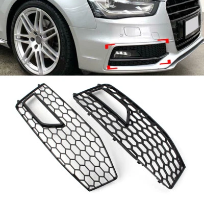 2x Fit Audi A4 B8.5 S4 RS4 2013-2015 Honeycomb Front Bumper Grille Cover - Image 1 of 4