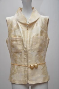 CHANEL Karl Lagerfeld Collection Camellia Vest With Pearl Belt 2001 SZ 40 - Picture 1 of 11